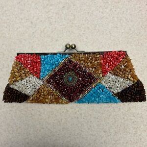 Multicolor Beaded Clutch, one of a kind